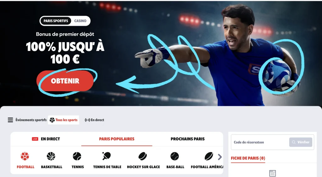 Bonus sport Supabet 100 % jusqu’à 100 €