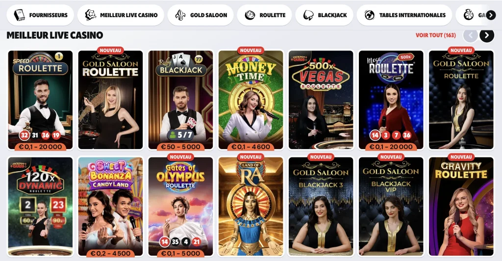 Live casino Supabet avec roulette et blackjack
